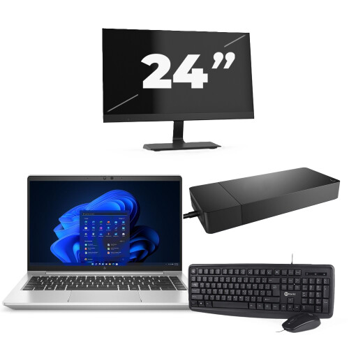 Refurbished HP EliteBook 640 G9 - Intel Core i3-12e Generatie - 14 inch - 8GB RAM - 256GB SSD - Windows 11 + 1x 24 inch Monitor Tweedehands