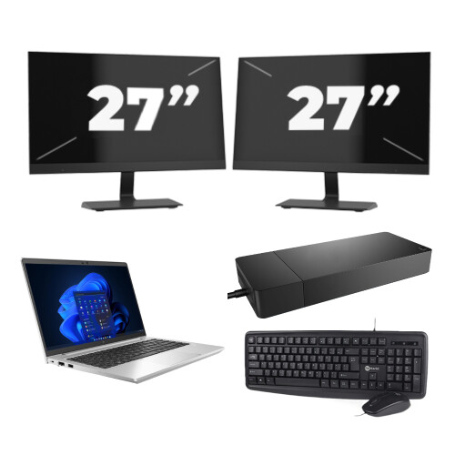 Refurbished HP EliteBook 640 G9 - Intel Core i5-12e Generatie - 14 inch - 16GB RAM - 256GB SSD - Windows 11 Home + 2x 27 inch Monitor Tweedehands