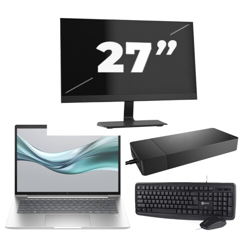 Refurbished HP EliteBook 645 G11 - AMD Ryzen 5 7535U - 14 inch - 16GB RAM - 256GB SSD - GPU - Windows 11 Home + 1x 27 inch Monitor Tweedehands