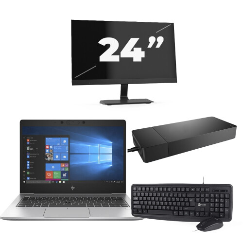 Refurbished HP EliteBook 735 G6 - AMD Ryzen 3 PRO 3300U - 13 inch - 16GB RAM - 256GB SSD - Windows 11 Home + 1x 24 inch Monitor Tweedehands