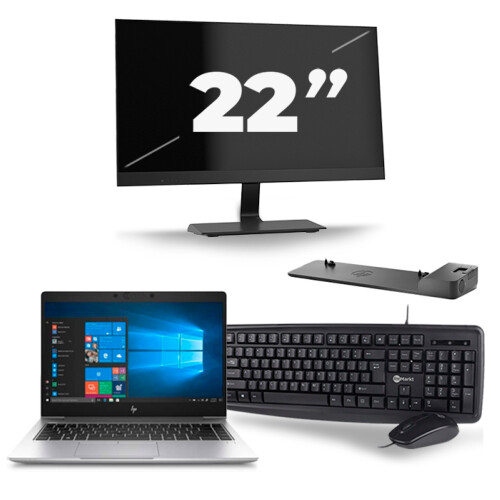 Refurbished HP EliteBook 745 G6 - AMD Ryzen 5 3500U - 14 inch - 8GB RAM - 256GB SSD - Windows 11 Home + 1x 22 inch Monitor Tweedehands