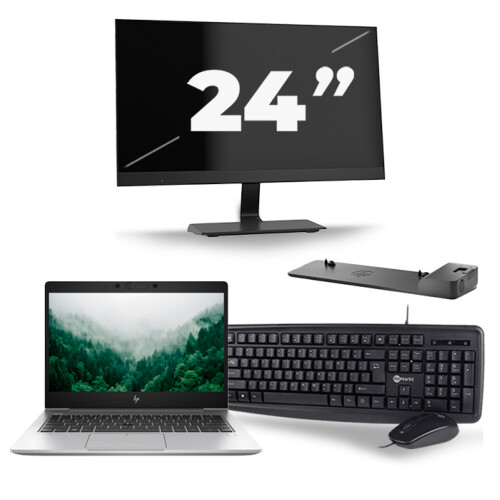 Refurbished HP EliteBook 830 G6 - Intel Core i5-8e Generatie - 13 inch - 16GB RAM - 256GB SSD - Windows 11 + 1x 24 inch Monitor Tweedehands