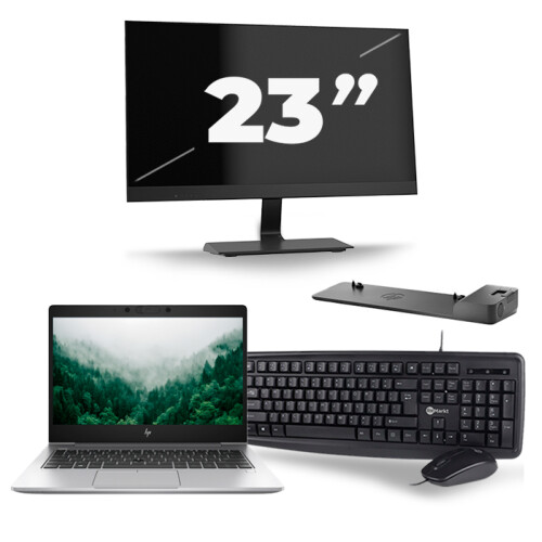 Refurbished HP EliteBook 830 G6 - Intel Core i5-8e Generatie - 13 inch - 8GB RAM - 256GB SSD - Windows 11 + 1x 23 inch Monitor Tweedehands