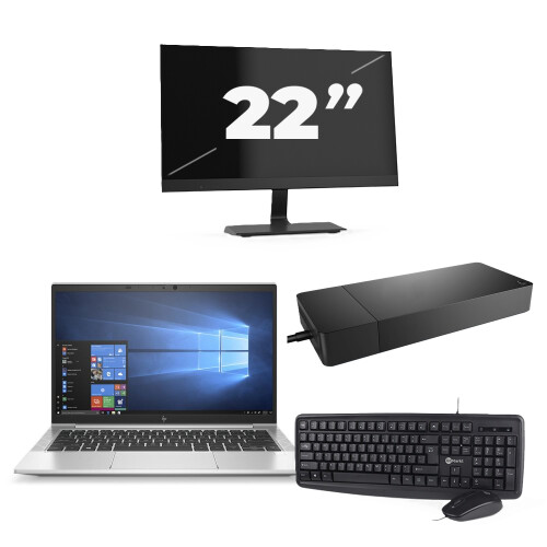 Refurbished HP EliteBook 830 G7 - Intel Core i7-10e Generatie - 13 inch - 16GB RAM - 256GB SSD - Windows 11 + 1x 22 inch Monitor Tweedehands