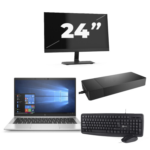 Refurbished HP EliteBook 830 G7 - Intel Core i7-10e Generatie - 13 inch - 8GB RAM - 256GB SSD - Windows 11 + 1x 24 inch Monitor Tweedehands