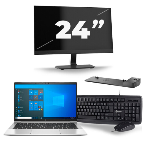 Refurbished HP EliteBook 830 G8 - Intel Core i5-11e Generatie - 13 inch - 8GB RAM - 256GB SSD - Windows 11 + 1x 24 inch Monitor Tweedehands