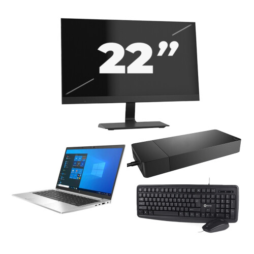 Refurbished HP EliteBook 830 G8 - Intel Core i5-11e Generatie - 13 inch - 8GB RAM - 256GB SSD - Windows 11 + 1x 22 inch Monitor Tweedehands