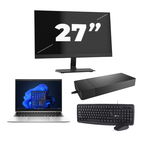 Refurbished HP EliteBook 830 G9 - Intel Core i5-12e Generatie - 13 inch - 16GB RAM - 256GB SSD - Windows 11 Home + 1x 27 inch Monitor Tweedehands