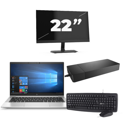 Refurbished HP EliteBook 835 G7 - AMD Ryzen 7 PRO 4750U - 13 inch - 8GB RAM - 256GB SSD - Windows 11 Home + 1x 22 inch Monitor Tweedehands