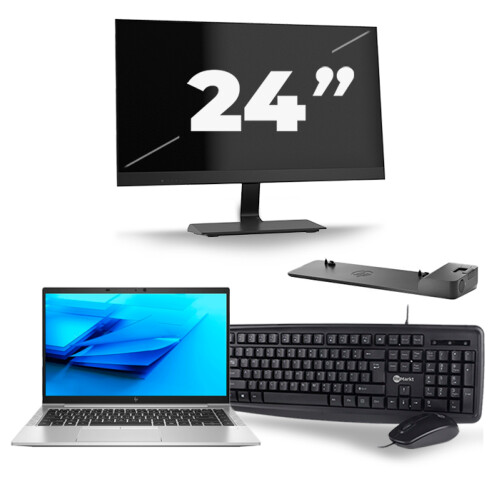 Refurbished HP EliteBook 840 G7 - Intel Core i5-10e Generatie - 14 inch - 8GB RAM - 256GB SSD - Windows 11 + 1x 24 inch Monitor Tweedehands