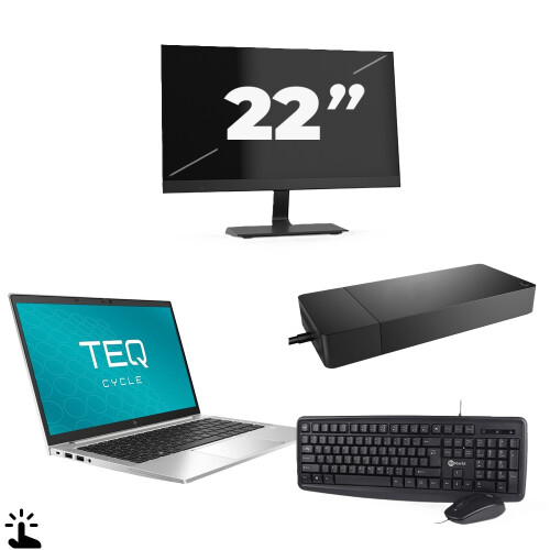 Refurbished HP EliteBook 840 G7 - Intel Core i7-10e Generatie - 14 inch - Touch - 16GB RAM - 256GB SSD - Windows 11 + 1x 22 inch Monitor Tweedehands