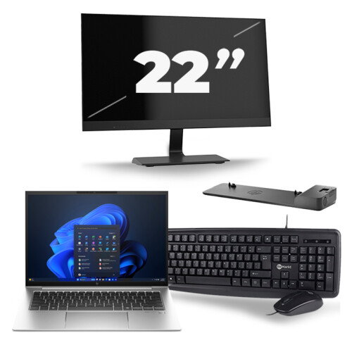 Refurbished HP EliteBook 840 G9 - Intel Core i5-12e Generatie - 14 inch - 8GB RAM - 256GB SSD - Windows 11 + 1x 22 inch Monitor Tweedehands