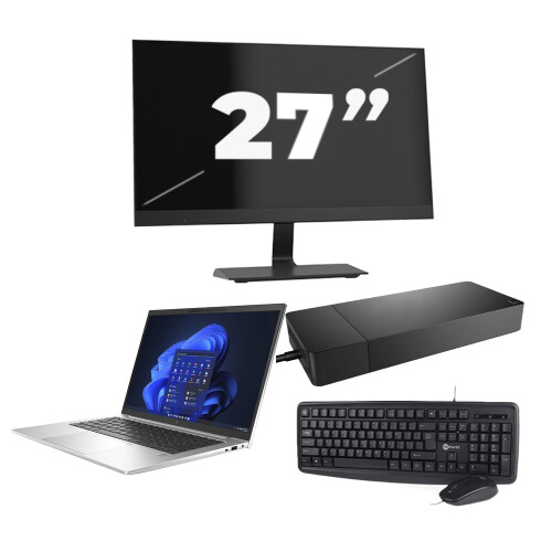 Refurbished HP EliteBook 840 G9 - Intel Core i7-12e Generatie - 14 inch - 16GB RAM - 256GB SSD - Windows 11 Home + 1x 27 inch Monitor Tweedehands