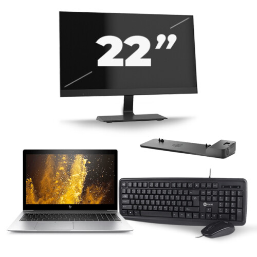 Refurbished HP EliteBook 850 G5 - Intel Core i5-8e Generatie - 15 inch - 16GB RAM - 256GB SSD - Windows 11 + 1x 22 inch Monitor Tweedehands