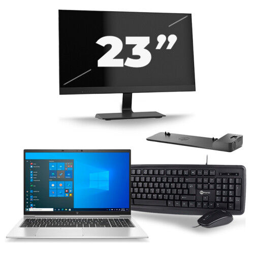 Refurbished HP EliteBook 850 G8 - Intel Core i5-11e Generatie - 15 inch - 8GB RAM - 256GB SSD - Windows 11 + 1x 23 inch Monitor Tweedehands
