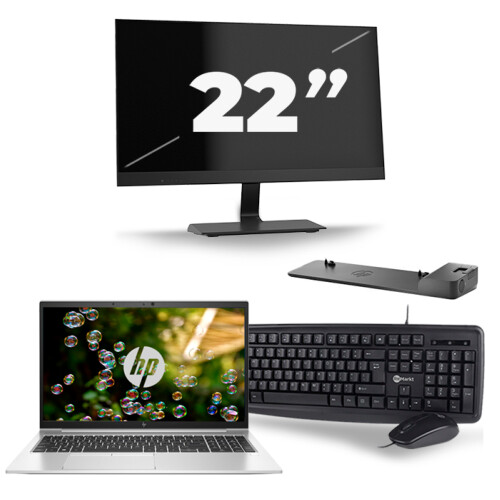 Refurbished HP EliteBook 855 G7 - AMD Ryzen 7 PRO 4750U - 15 inch - 16GB RAM - 256GB SSD - Windows 11 Home + 1x 22 inch Monitor Tweedehands