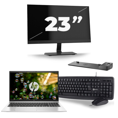Refurbished HP EliteBook 855 G7 - AMD Ryzen 7 PRO 4750U - 15 inch - 16GB RAM - 256GB SSD - Windows 11 Home + 1x 23 inch Monitor Tweedehands