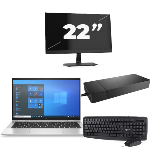 Refurbished HP EliteBook x360 1030 G8 - Intel Core i7-11e Generatie - 13 inch - 16GB RAM - 256GB SSD - Windows 11 Home + 1x 22 inch Monitor Tweedehands