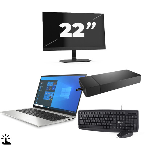 Refurbished HP EliteBook x360 1040 G8 - Intel Core i7-11e Generatie - 14 inch - Touch - 16GB RAM - 256GB SSD - Windows 11 + 1x 22 inch Monitor Tweedehands