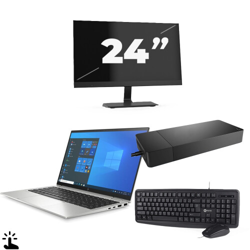 Refurbished HP EliteBook x360 1040 G8 - Intel Core i7-11e Generatie - 14 inch - Touch - 16GB RAM - 256GB SSD - Windows 11 + 1x 24 inch Monitor Tweedehands