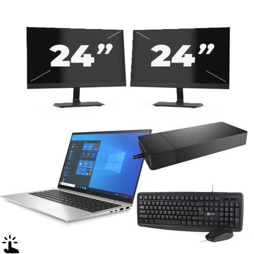 Refurbished HP EliteBook x360 1040 G8 - Intel Core i7-11e Generatie - 14 inch - Touch - 16GB RAM - 256GB SSD - Windows 11 + 2x 24 inch Monitor Tweedehands