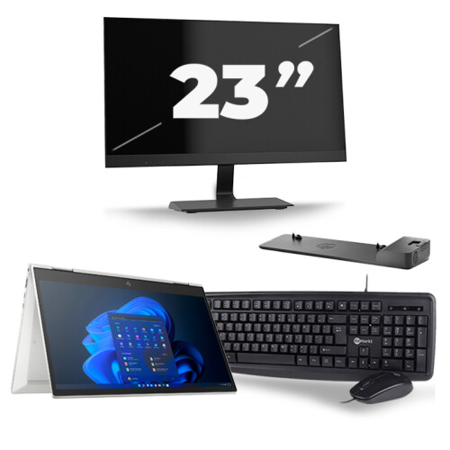 Refurbished HP EliteBook x360 830 G8 - Intel Core i5-11e Generatie - 13 inch - 16GB RAM - 256GB SSD - Windows 11 Home + 1x 23 inch Monitor Tweedehands