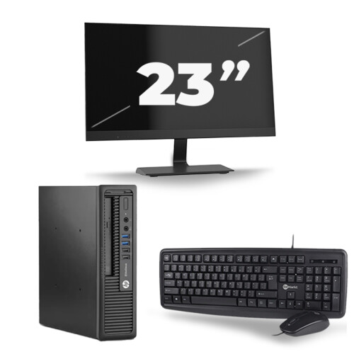 Refurbished HP EliteDesk 800 G1 USFF - Intel Core i5-4e Generatie - 8GB RAM - 256GB SSD - Windows 10 + 1x 23 inch Monitor Tweedehands