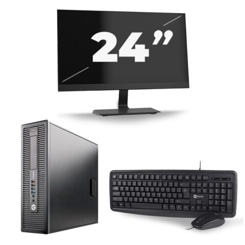 Refurbished HP EliteDesk 800 G2 SFF - Intel Core i3-6e Generatie - 8GB RAM - 256GB SSD - Windows 11 + 1x 24 inch Monitor Tweedehands