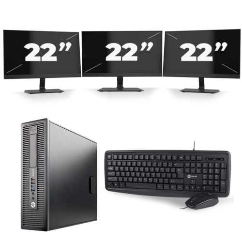 Refurbished HP EliteDesk 800 G2 SFF - Intel Core i7-6e Generatie - 8GB RAM - 256GB SSD - Windows 11 + 3x 22 inch Monitor Tweedehands