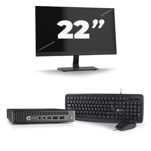 Refurbished HP EliteDesk 800 G2 USFF - Intel Core i5-6e Generatie - 8GB RAM - 256GB SSD - Windows 11 + 1x 22 inch Monitor Tweedehands
