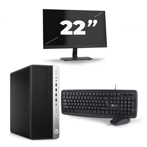 Refurbished HP EliteDesk 800 G5 Tower - Intel Core i5-9e Generatie - 16GB RAM - 256GB SSD - Windows 11 + 1x 22 inch Monitor Tweedehands