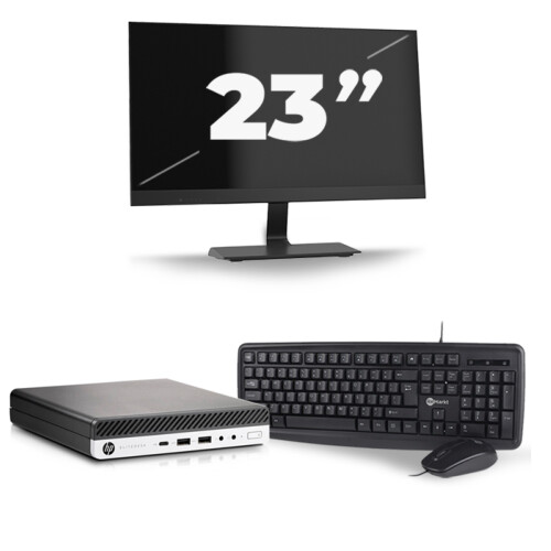 Refurbished HP EliteDesk 800 G5 USFF - Intel Core i5-9e Generatie - 8GB RAM - 256GB SSD - Windows 11 + 1x 23 inch Monitor Tweedehands