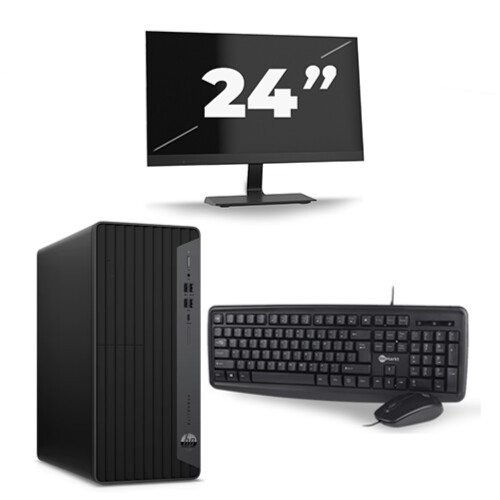 Refurbished HP EliteDesk 800 G6 Tower - Intel Core i5-10e Generatie - 16GB RAM - 256GB SSD - Windows 11 + 1x 24 inch Monitor Tweedehands