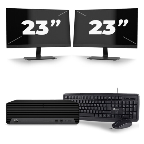 Refurbished HP EliteDesk 800 G6 USFF - Intel Core i3-10e Generatie - 8GB RAM - 256GB SSD - Windows 11 + 2x 23 inch Monitor Tweedehands