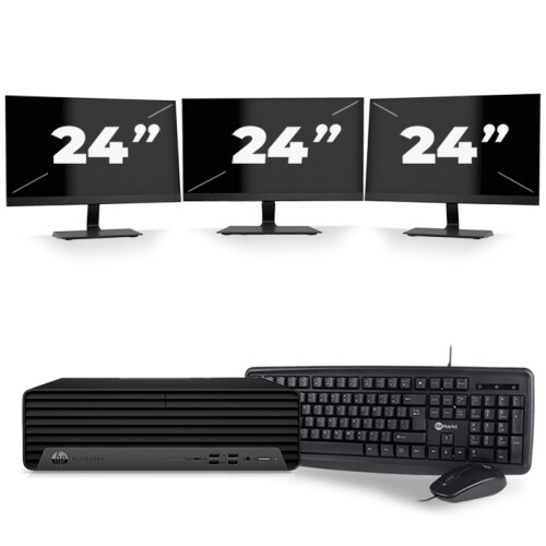 Refurbished HP EliteDesk 800 G6 USFF - Intel Core i5-10e Generatie - 8GB RAM - 256GB SSD - Windows 11 + 3x 24 inch Monitor Tweedehands