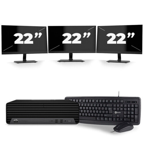 Refurbished HP EliteDesk 800 G6 USFF - Intel Core i7-10e Generatie - 8GB RAM - 256GB SSD - Windows 11 + 3x 22 inch Monitor Tweedehands