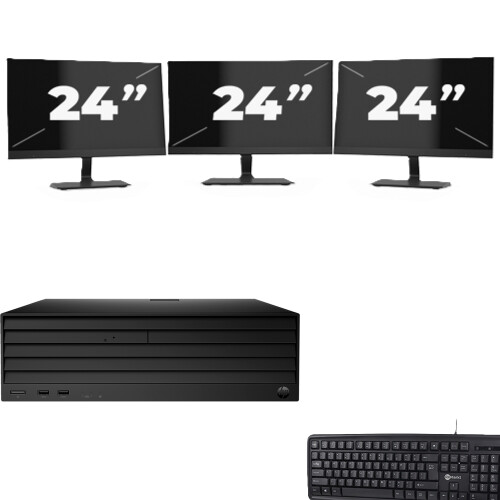 Refurbished HP Engage Flex Pro SFF - Intel Core i7-8e Generatie - 8GB RAM - 256GB SSD - Windows 11 + 3x 24 inch Monitor Tweedehands