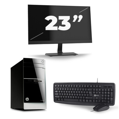 Refurbished HP Pavilion 500 Tower - Intel Core i5-4e Generatie - 8GB RAM - 256GB SSD - Windows 10 + 1x 23 inch Monitor Tweedehands