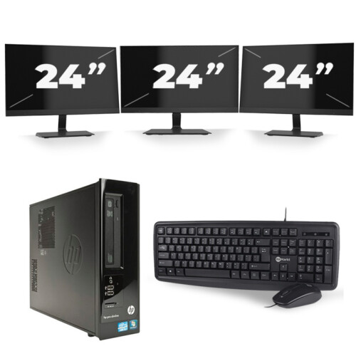 Refurbished HP Pro 3300 SFF - Intel Core i3-2e Generatie - 8GB RAM - 256GB SSD - Windows 10 + 3x 24 inch Monitor Tweedehands