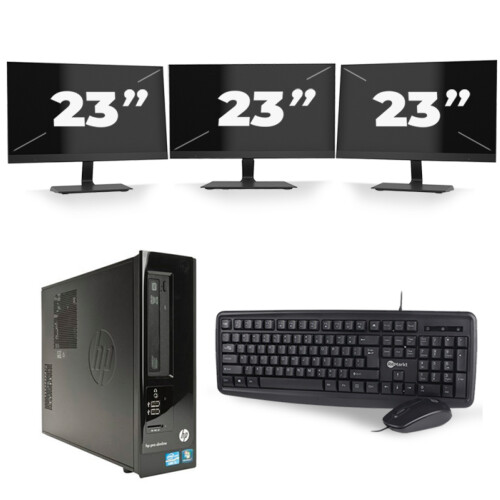Refurbished HP Pro 3300 SFF - Intel Core i5-2e Generatie - 8GB RAM - 256GB SSD - Windows 10 + 3x 23 inch Monitor Tweedehands