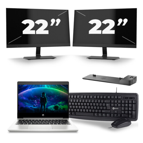 Refurbished HP ProBook 430 G6 - Intel Core i5-8e Generatie - 13 inch - 16GB RAM - 256GB SSD - Windows 11 + 2x 22 inch Monitor Tweedehands