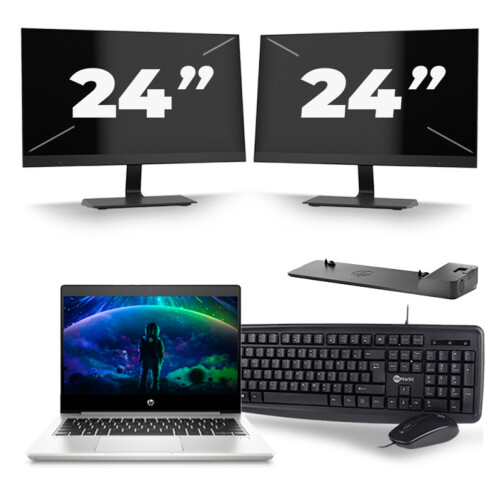 Refurbished HP ProBook 430 G6 - Intel Core i5-8e Generatie - 13 inch - 8GB RAM - 256GB SSD - Windows 11 + 2x 24 inch Monitor Tweedehands