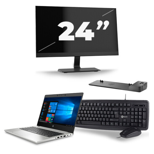 Refurbished HP ProBook 430 G7 - Intel Core i3-10e Generatie - 13 inch - 8GB RAM - 256GB SSD - Windows 11 + 1x 24 inch Monitor Tweedehands
