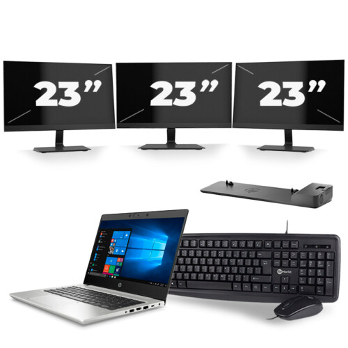 Refurbished HP ProBook 430 G7 - Intel Core i5-10e Generatie - 13 inch - 8GB RAM - 256GB SSD - Windows 11 + 3x 23 inch Monitor Tweedehands