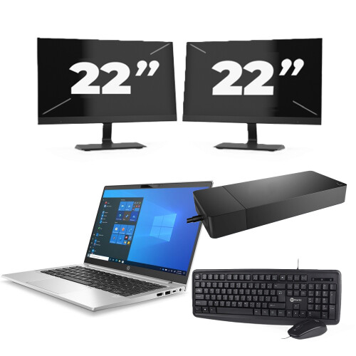 Refurbished HP ProBook 430 G8 - Intel Core i5-11e Generatie - 13 inch - 8GB RAM - 256GB SSD - Windows 11 Home + 2x 22 inch Monitor Tweedehands