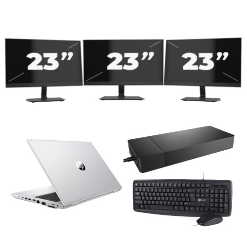 Refurbished HP ProBook 430 G8 - Intel Core i5-11e Generatie - 13 inch - 8GB RAM - 256GB SSD - Windows 11 Home + 3x 23 inch Monitor Tweedehands