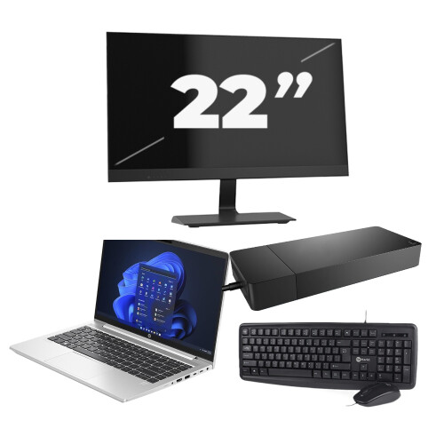 Refurbished HP ProBook 440 G10 - Intel Core i3-13e Generatie - 14 inch - 8GB RAM - 256GB SSD - Windows 11 Home + 1x 22 inch Monitor Tweedehands