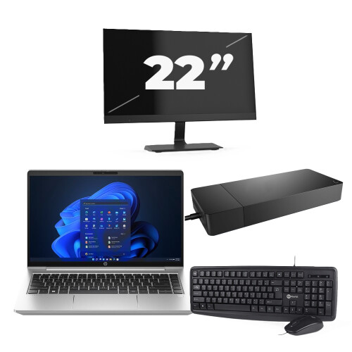 Refurbished HP ProBook 440 G10 - Intel Core i3-13e Generatie - 14 inch - 8GB RAM - 256GB SSD - Windows 11 Home + 1x 22 inch Monitor Tweedehands