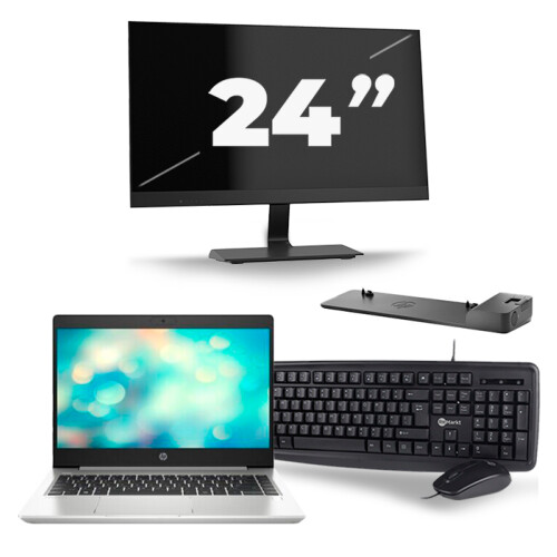 Refurbished HP ProBook 440 G7 - Intel Core i5-10e Generatie - 14 inch - 8GB RAM - 256GB SSD - Windows 11 + 1x 24 inch Monitor Tweedehands