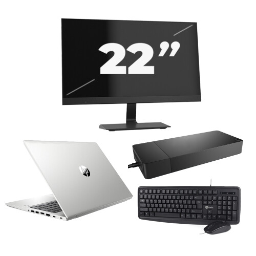 Refurbished HP ProBook 440 G7 - Intel Core i5-10e Generatie - 14 inch - 8GB RAM - 256GB SSD - Windows 11 + 1x 22 inch Monitor Tweedehands